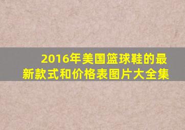 2016年美国篮球鞋的最新款式和价格表图片大全集