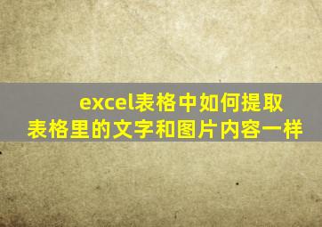 excel表格中如何提取表格里的文字和图片内容一样
