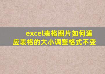 excel表格图片如何适应表格的大小调整格式不变