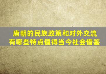 唐朝的民族政策和对外交流有哪些特点值得当今社会借鉴