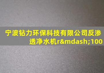 宁波钻力环保科技有限公司反渗透净水机r—100