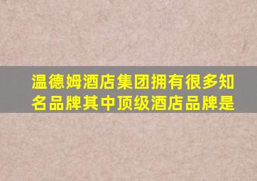 温德姆酒店集团拥有很多知名品牌其中顶级酒店品牌是
