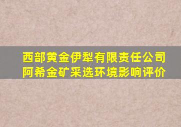 西部黄金伊犁有限责任公司阿希金矿采选环境影响评价